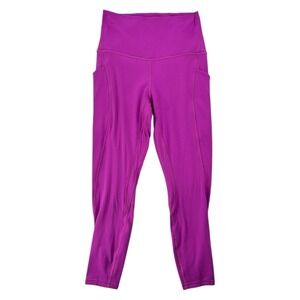 Lululemon‎ Purple Leggings Size 6 Side Pockets 25.5" Inseam Workout Nylon Lycra